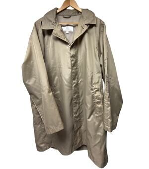 Vintage London Fog Men’s Raincoat Trench Size Large Beige Packable Hood Light
